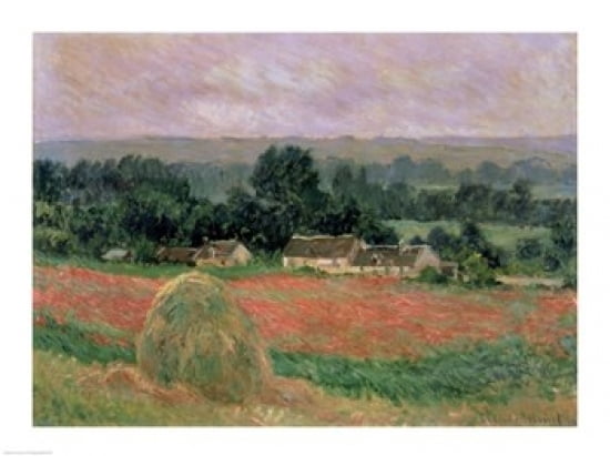 Posterazzi Haystack at Giverny 1886 Canvas Art - Claude Monet (36 x 24)