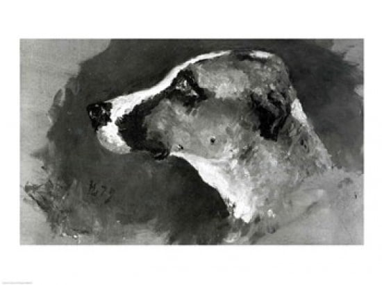 Posterazzi Head of a Dog with Short Ears 1879 Canvas Art - Henri de Toulouse-Lautrec (36 x 24)