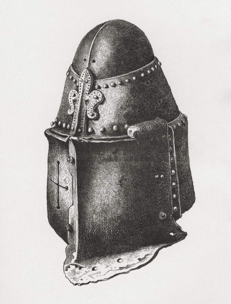 Posterazzi Helmet C 1350 Similar To That Of The Black Prince In Canterbury Cathedral But With The Pi Canvas Art - Ken Welsh Design Pics (24 x 32)