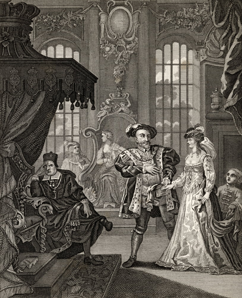 Posterazzi Henry The Eighth And Anna Boleyne Engraved By T Cooke After Hogarth From The Works Of Hogarth Published London 1833 Canvas Art - Ken Welsh  Design Pics (26 x 32)