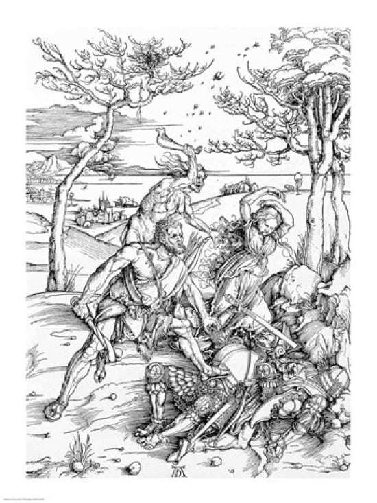 Posterazzi Hercules Killing the Molionides Canvas Art - Albrecht Durer (24 x 36)