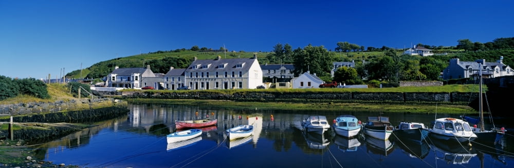 Posterazzi High Angle View Of Boats Moored At A Harbor Cushendun Harbor County Antrim Northern Ireland Canvas Art - The Irish Image Collection Design Pics (44 x 14)