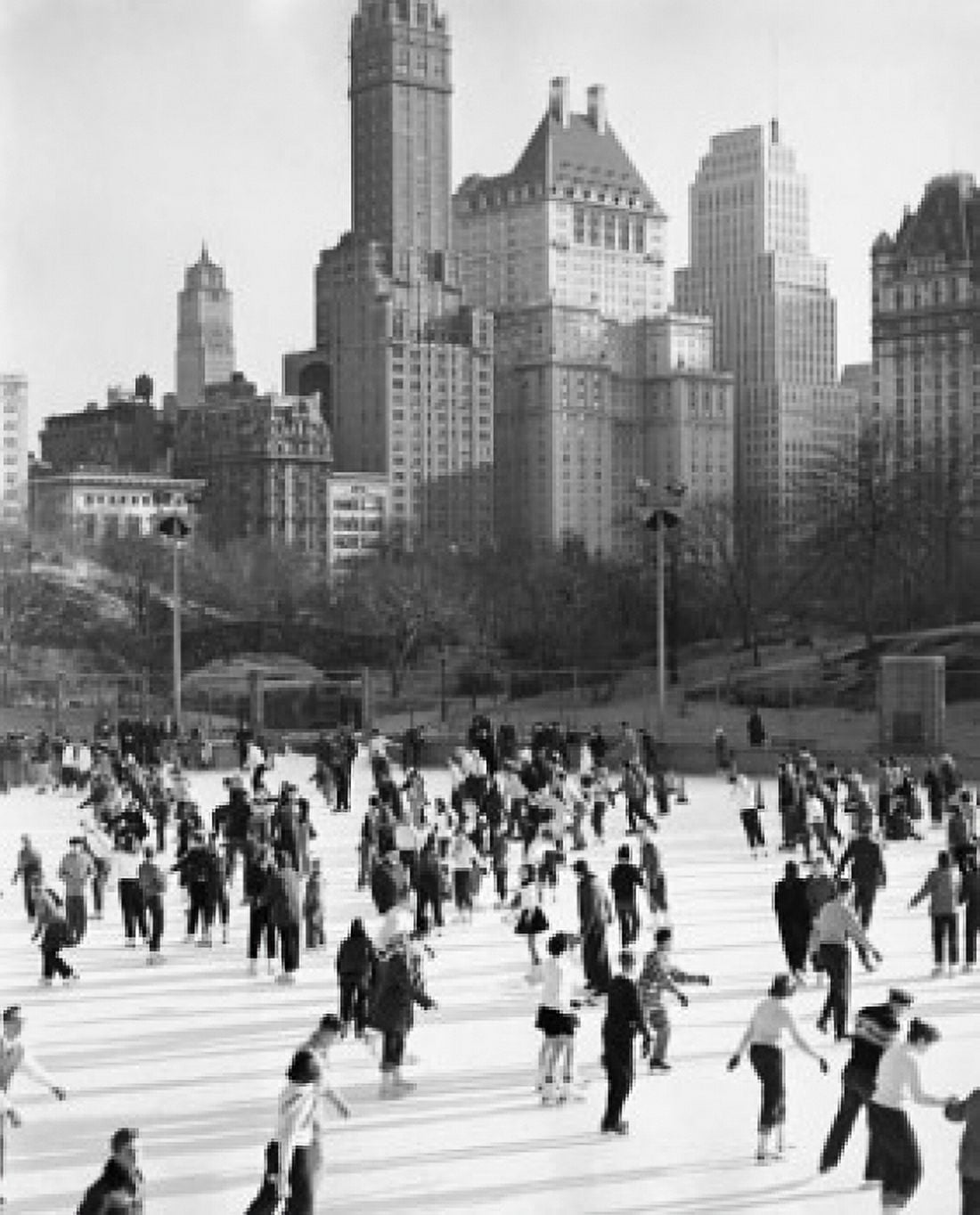 Posterazzi High angle view of a group of people skating on an ice rink Wollman Rink Central Park Manhattan New York City New York USA Canvas Art - (24 x 36)