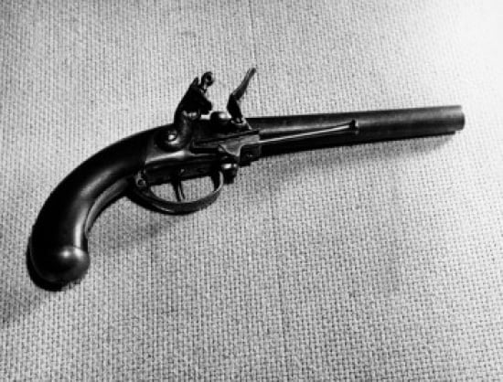 Posterazzi High angle view of a US Flintlock Pistol North & Cheney 69 caliber 1st Pistol made under contract to US government Canvas Art - (24 x 36)