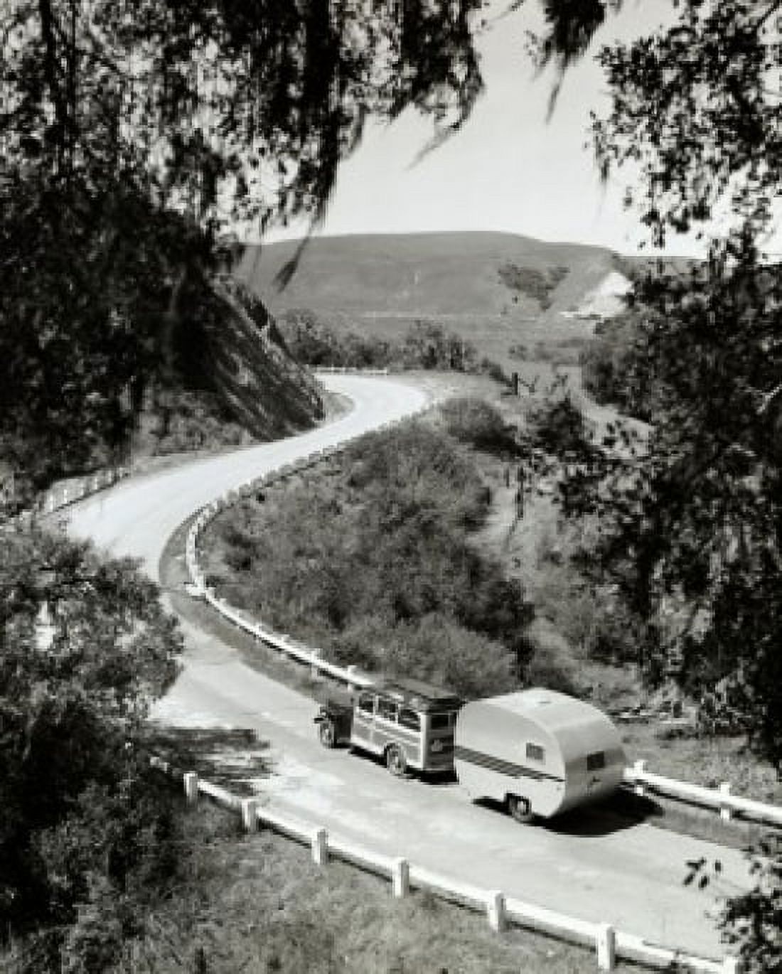 Posterazzi High angle view of a camper attached to a truck moving on a road Solvang California USA Canvas Art -  (24 x 36)