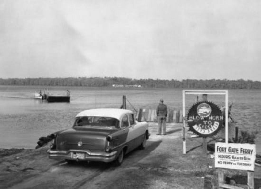 Posterazzi High angle view of a man standing near a car on the riverbank Welaka St Johns River Florida USA Canvas Art -  (24 x 36)