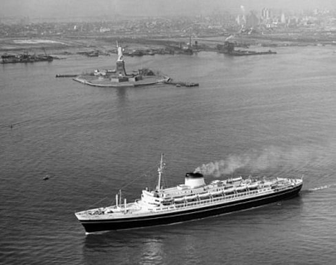 Posterazzi High angle view of a ship in the sea SS Andrea Doria New York City New York State USA Canvas Art - (24 x 36)