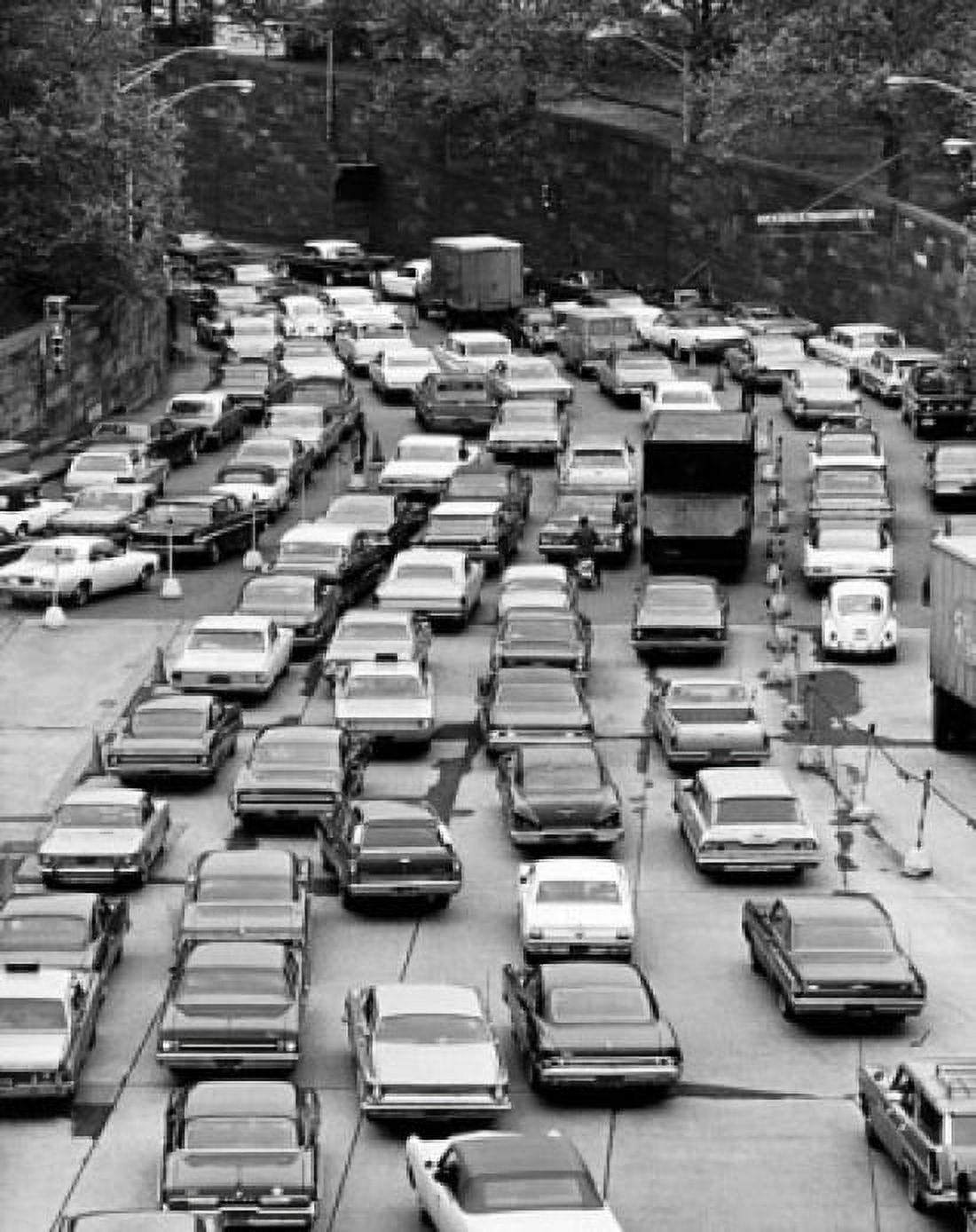 Posterazzi High angle view of cars moving on the road towards a tunnel Queens Midtown Tunnel New York City New York State USA Canvas Art - (24 x 36)