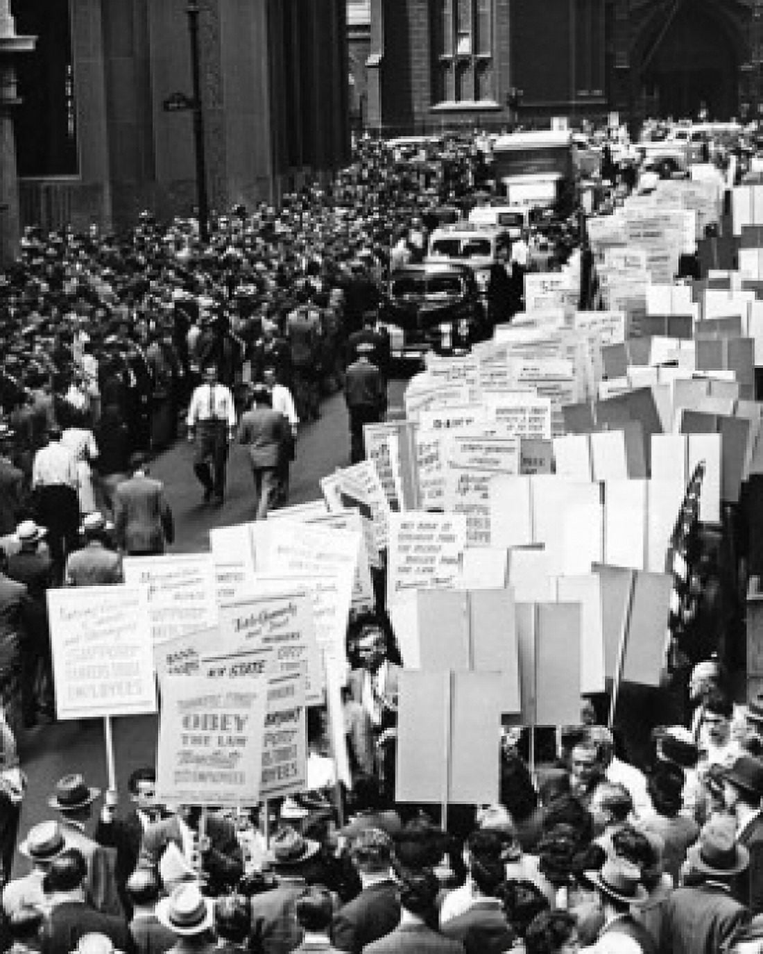 Posterazzi High angle view of protestors holding signs Canvas Art - (24 x 36)