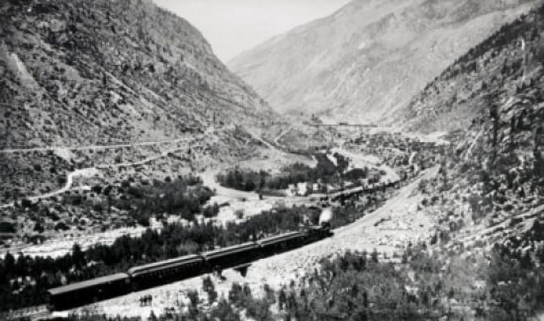 Posterazzi High angle view of train moving on railroad track Canvas Art - (24 x 36)