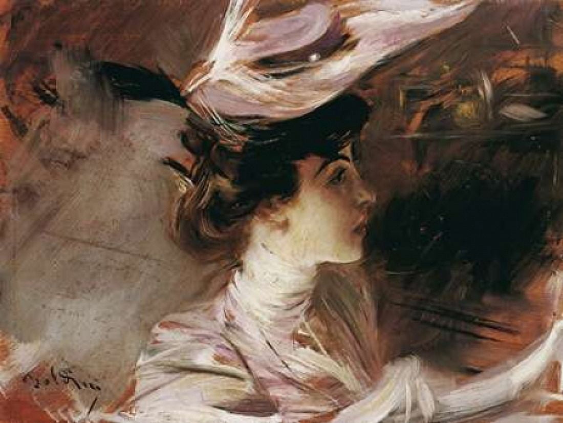 Posterazzi Il cappellino nuovo-Lina Cavalieri Canvas Art - Giovanni Boldini (22 x 28)