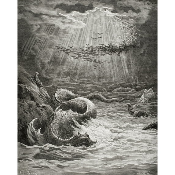 Posterazzi DPI1857076 Illustration by Gustave Dore 1832-1883 French Artist & Illustrator for Paradise Lost by John Milton Book VII Lines 387 Poster Print, 13 x 16