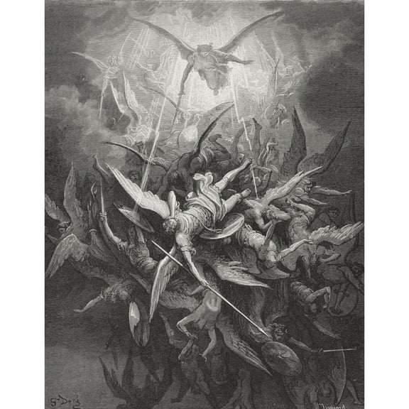 Posterazzi DPI1857086 Illustration by Gustave Dore 1832-1883 French Artist & Illustrator for Paradise Lost by John Milton Book I Lines 44 Poster Print, 13 x 16