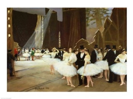 Posterazzi In the Wings at the Opera House 1889 Canvas Art - Jean Beraud (36 x 24)