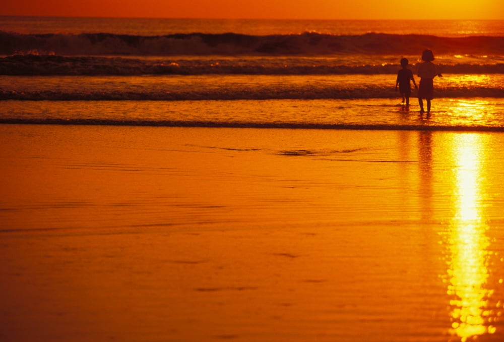 Posterazzi Indonesia Bali Kuta Beach At Sunset Children Play In Shoreline Orange Sky No Model Release Canvas Art - Dana Edmunds Design Pics (34 x 22)