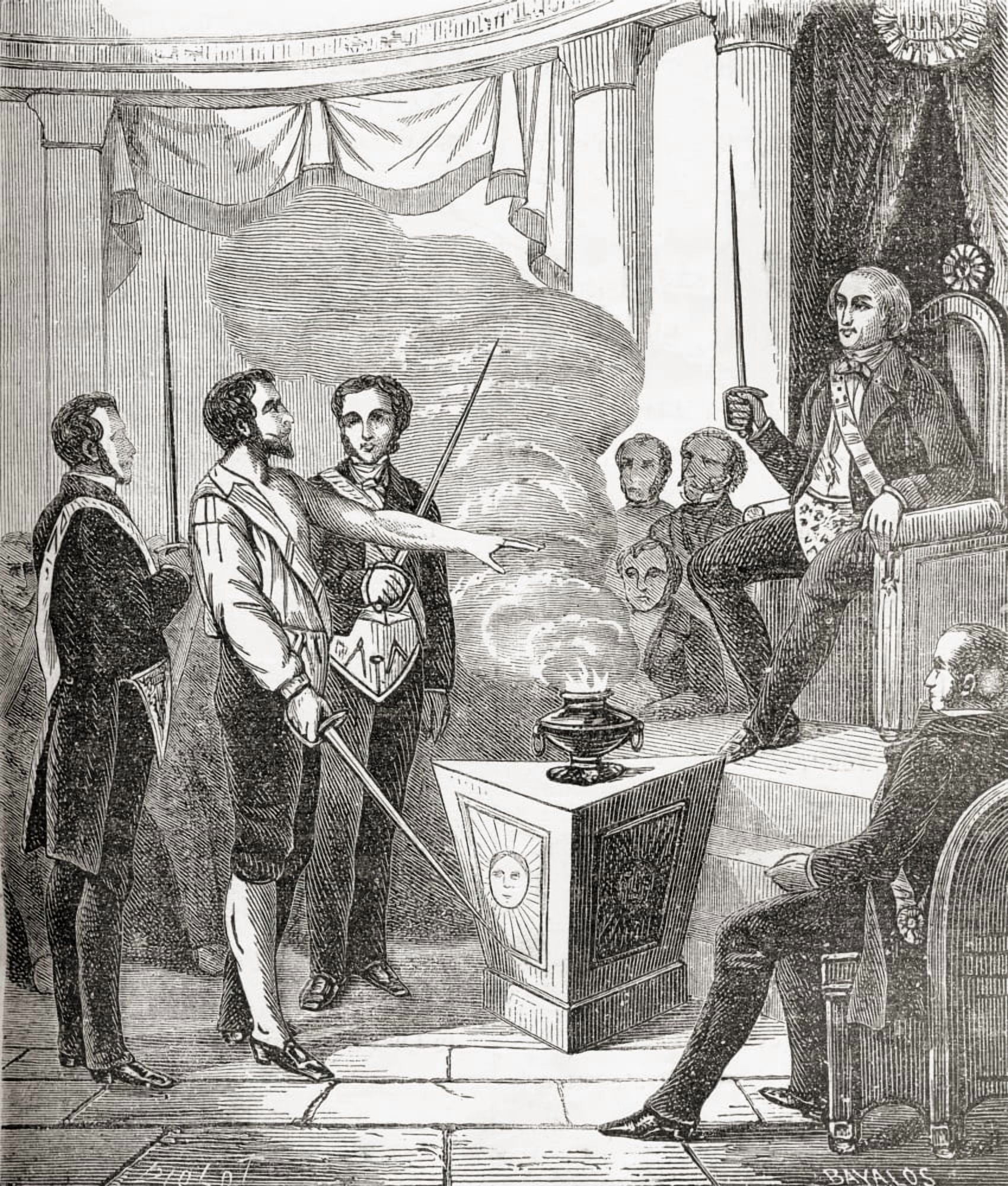 Posterazzi Initiation Of A French Mason Into The Brotherhood In The Late 19Th Century From Societes Secretes Les Francs Ma Canvas Art - Ken Welsh Design Pics (26 x 32)