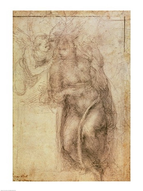 Posterazzi Inv1895-9-15-516recto (w72) Study for the Annunciation Canvas Art - Michelangelo Buonarroti (24 x 36)