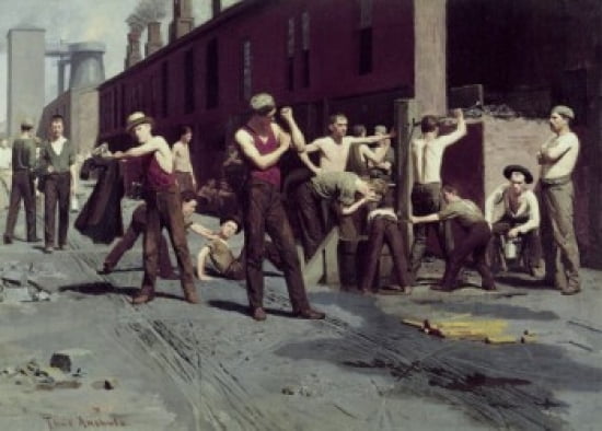 Posterazzi The Ironworkers Noontime 1880 Thomas Pollock Anshutz (1851-1912 American) Oil on canvas Fine Arts Museum of San Francisco California USA Canvas Art - Thomas Pollock Anshutz (24 x 36)