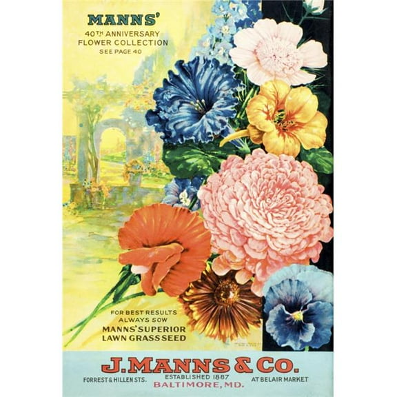 Posterazzi  J. Manns Seed Catalog with Illustration of Flowers From 20th Century Poster Print