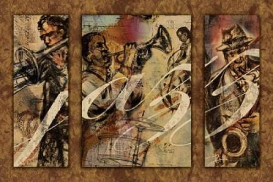 Posterazzi JAZZ - triptych Canvas Art - Eric Yang (12 x 18)