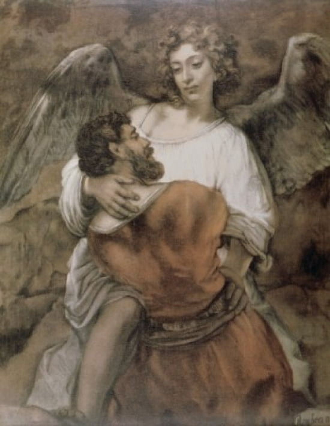 Posterazzi Jacob Wrestles with an Angel Rembrandt Harmensz van Rijn (1606-1669Dutch) Gemaldegalerie Dahlem-Berlin Canvas Art - Rembrandt Harmensz van Rijn (24 x 36)