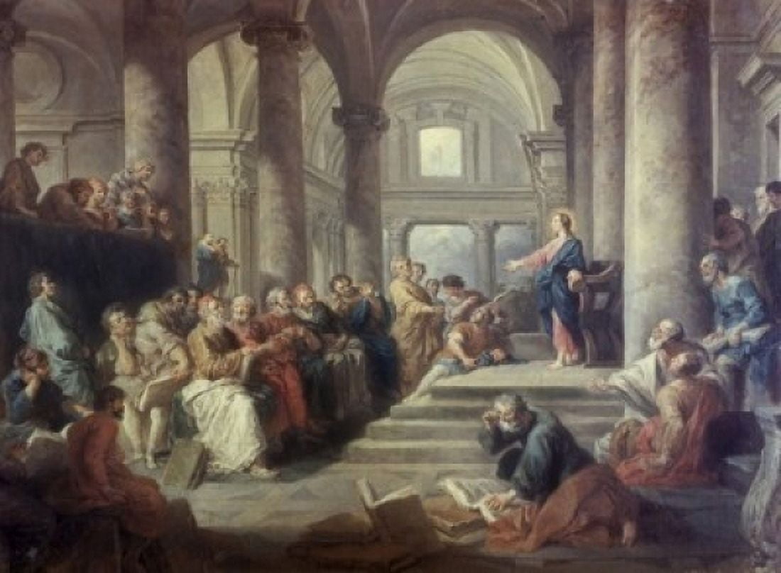 Posterazzi Jesus in the Temple Giovanni Paolo Panini (1692-1765 Italian) Canvas Art - Giovanni Paolo Panini (24 x 36)