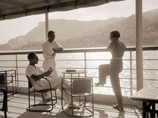 Posterazzi Jeunes gens sur le pont d un bateau dans la baie de Monte Carlo 1920 Canvas Art - Charles Delius (22 x 28)