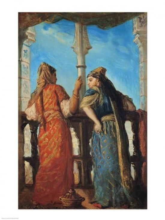 Posterazzi Jewish Women at the Balcony Algiers 1849 Canvas Art - Theodore Chasseriau (24 x 36)
