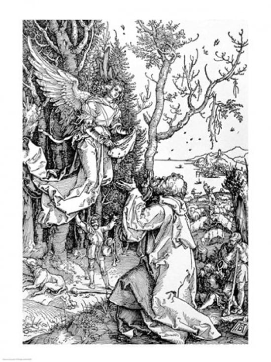 Posterazzi Joachim and the Angel from the Life of the Virgin Canvas Art - Albrecht Durer (24 x 36)