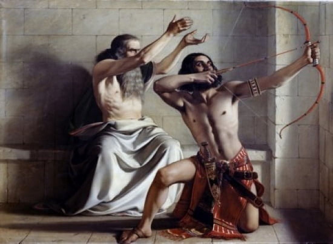Posterazzi Joas Shoots The Arrow Of Redemption William Dyce (1806-1864 British) Canvas Art - William Dyce (24 x 36)