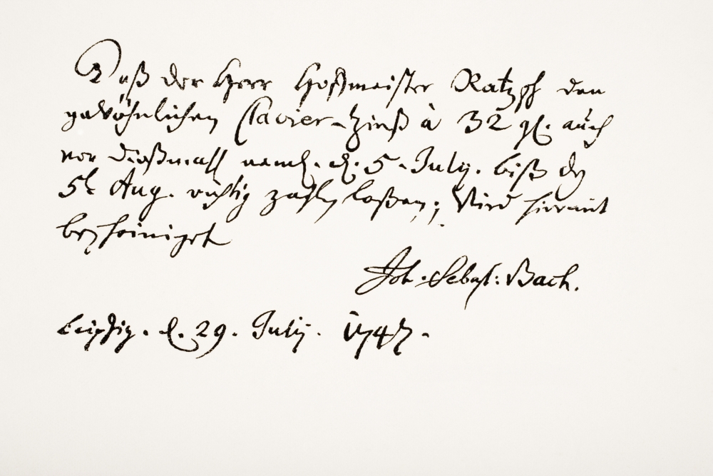 Posterazzi Johann Sebastian Bach 1685 - 1750 German Composer And Musician Hand Writing Sample Canvas Art - Ken Welsh Design Pics (36 x 24)