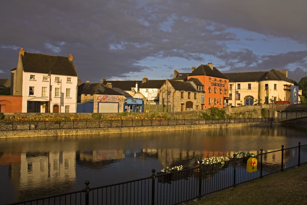 Posterazzi Johns Quay & River Nore Kilkenny City County Kilkenny Ireland City Buildings By Riverside Canvas Art - Richard Cummins Design Pics (34 x 22)