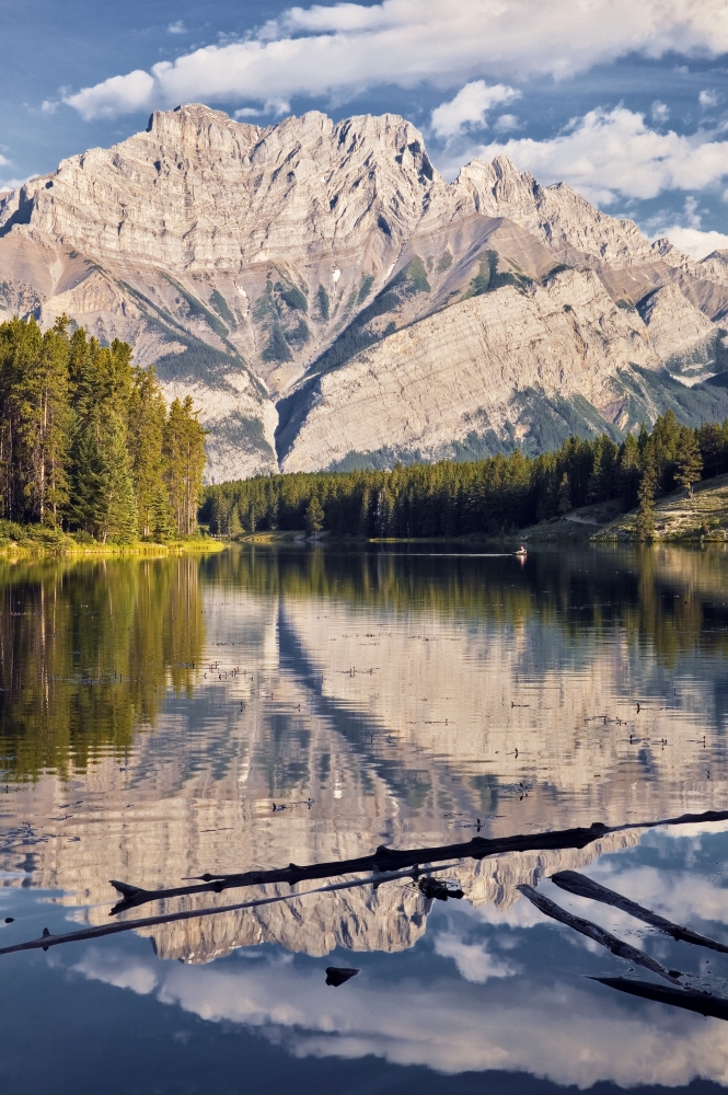 Posterazzi Johnson Lake And Cascade Mountain Banff National Park Alberta Canvas Art - Darwin Wiggett  Design Pics (22 x 34)