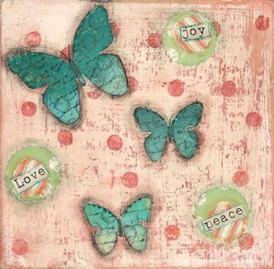 Posterazzi Joy Peace Butterflies Canvas Art - Cassandra Cushman (24 x 24)