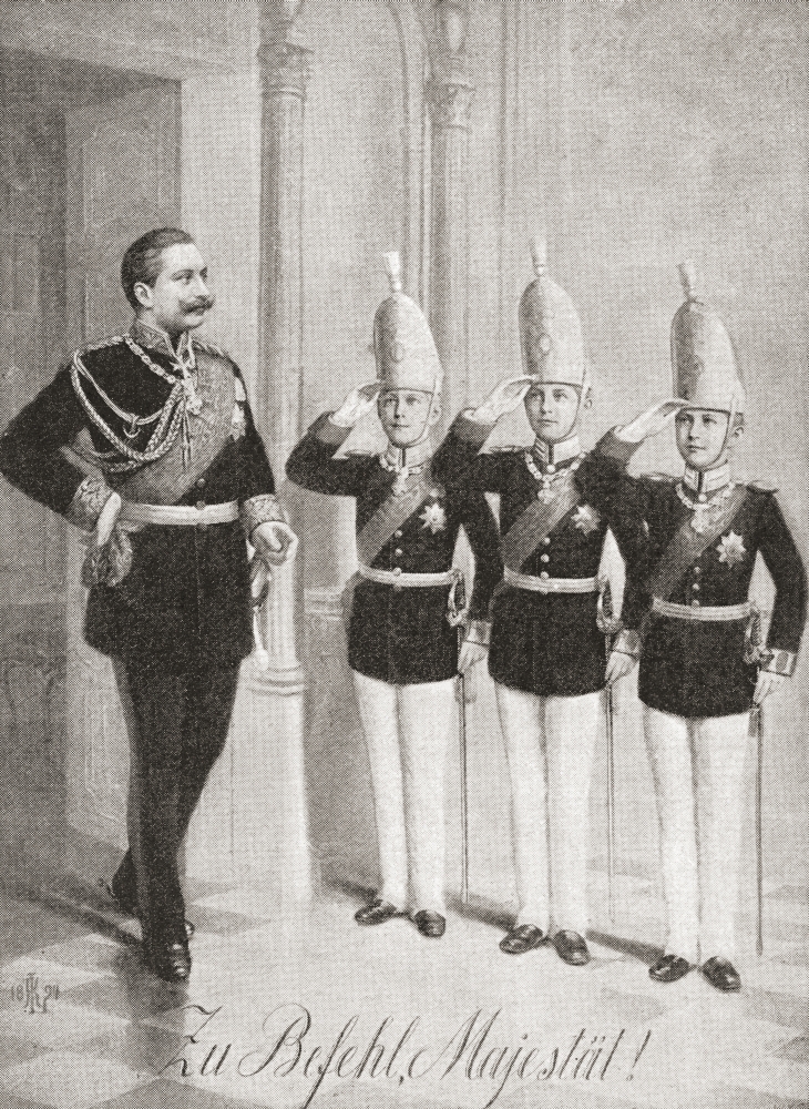 Posterazzi Kaiser Wilhelm Being Saluted By Three Of His Sons Wilhelm Ii Or William Ii 1859 Canvas Art - Ken Welsh Design Pics (24 x 32)