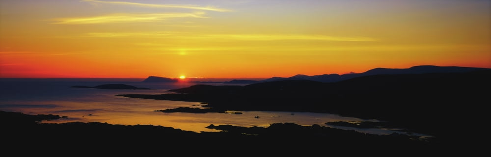 Posterazzi Kenmare Bay Dunkerron Islands Co Kerry Ireland Sunset Over A Bay Canvas Art - The Irish Image Collection Design Pics (44 x 14)