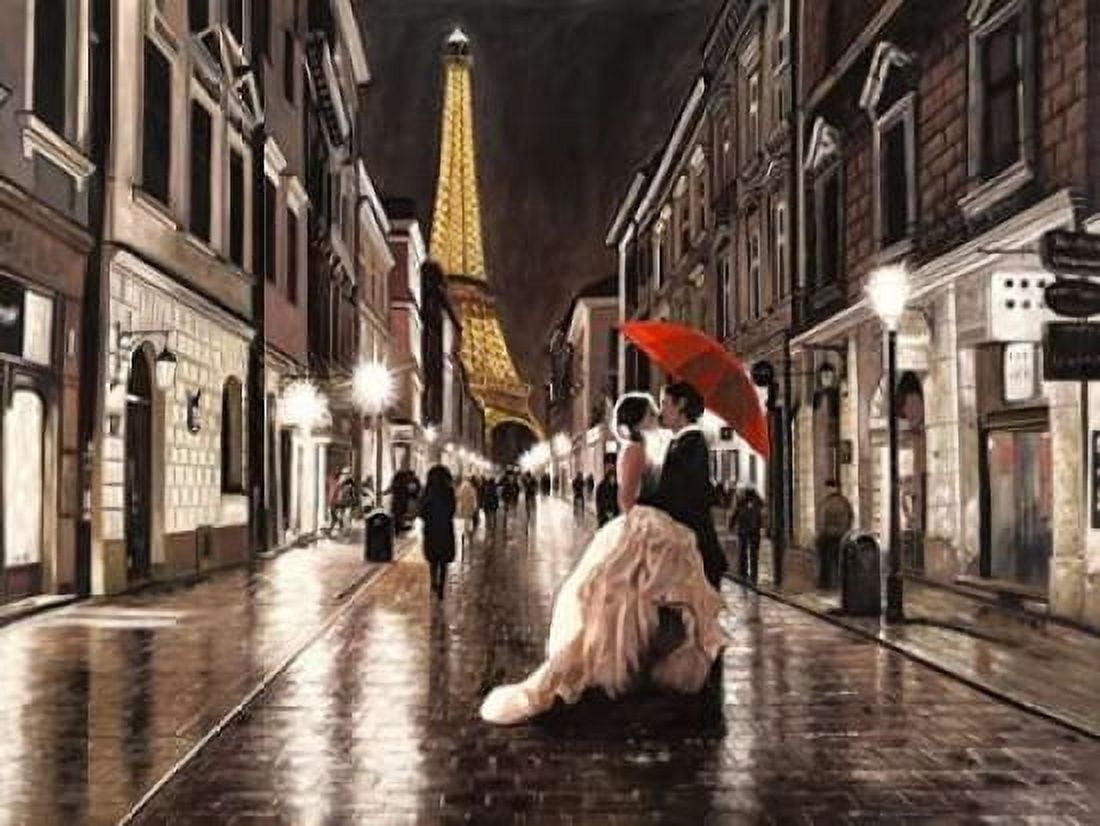 Posterazzi Kissing in Paris Canvas Art - Pierre Benson (22 x 28)