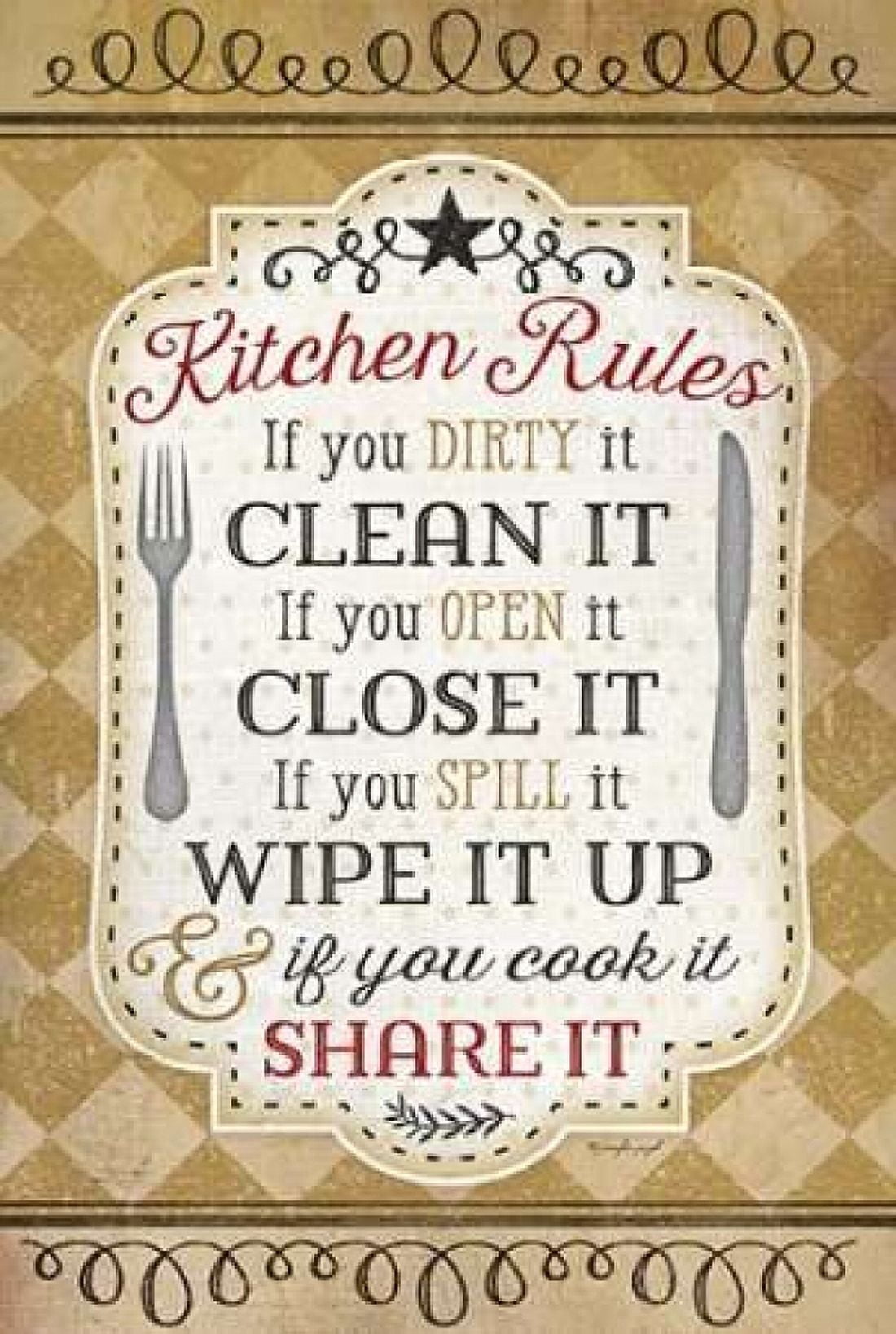 Posterazzi Kitchen Rules Canvas Art - Jennifer Pugh (24 x 36)