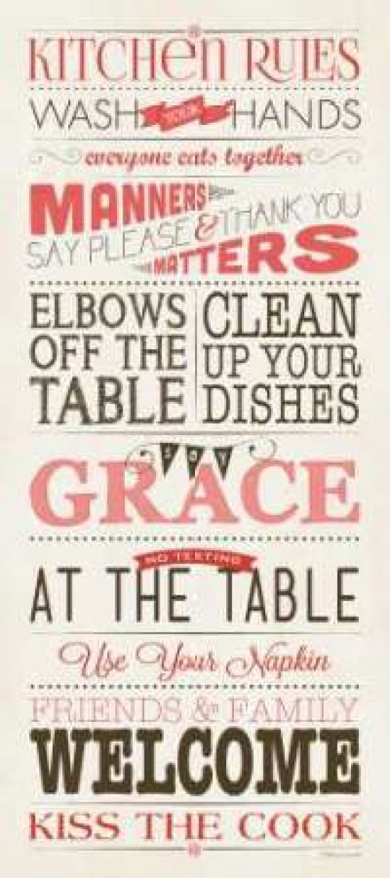Posterazzi Kitchen Rules - White Canvas Art - Stephanie Marrott (24 x 48)