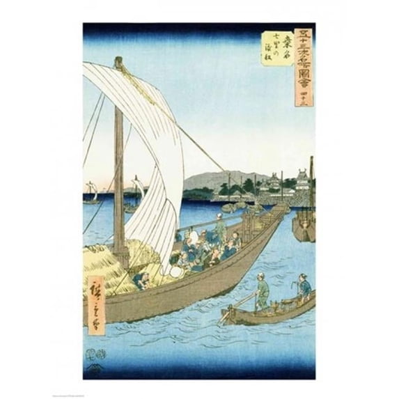 Posterazzi  Kuwana Landscape Poster Print by Utagawa Hiroshige - 24 x 36 in. - Large