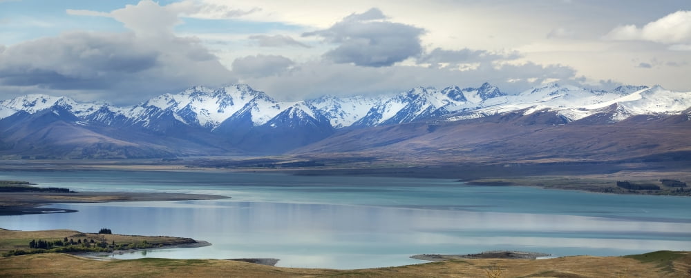 Posterazzi Lake Tekapo with snow covered mountains Tekapo New Zealand Canvas Art - Nicola M Mora Design Pics (36 x 14)