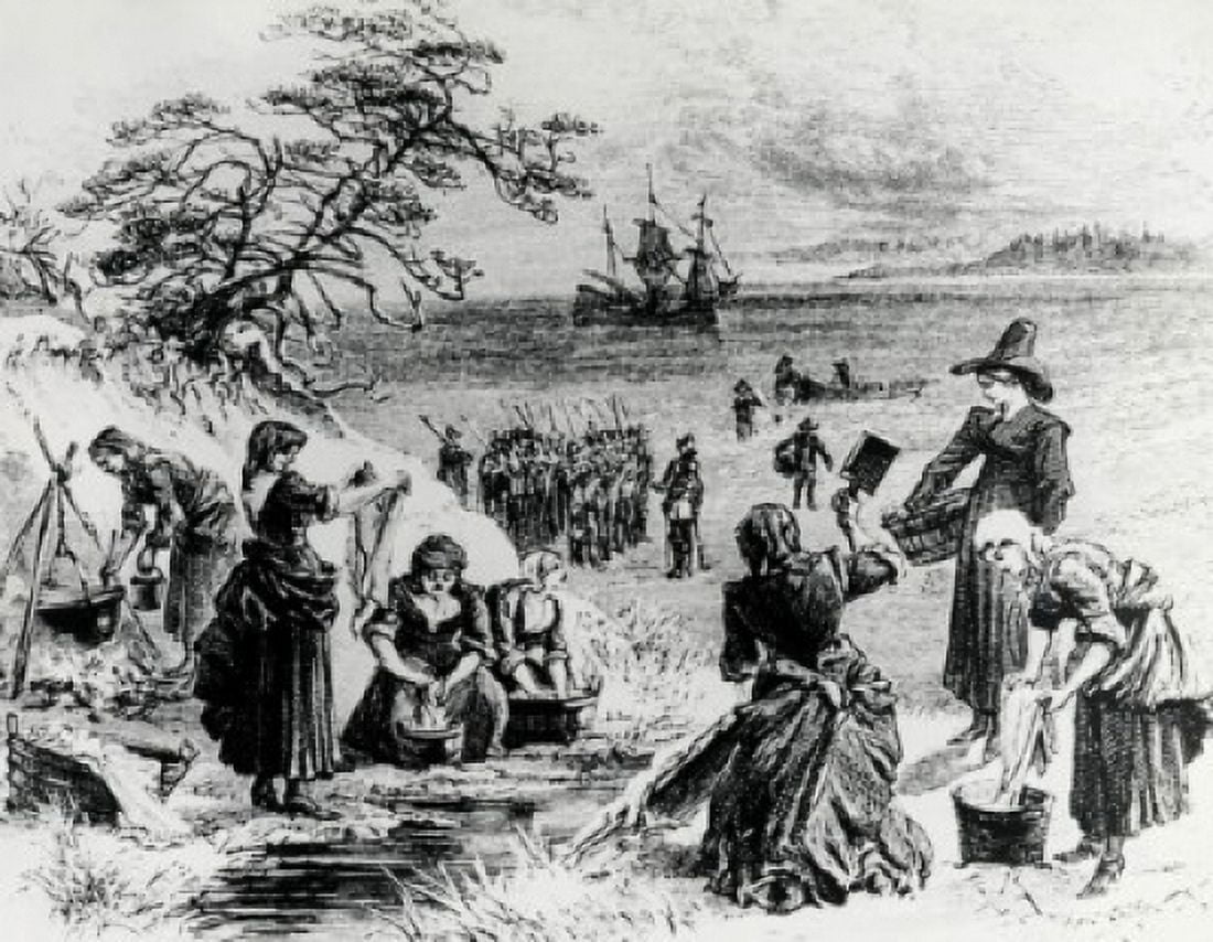 Posterazzi Landing of the Mayflower on Cape Cod 1620 American History Canvas Art - (24 x 36)
