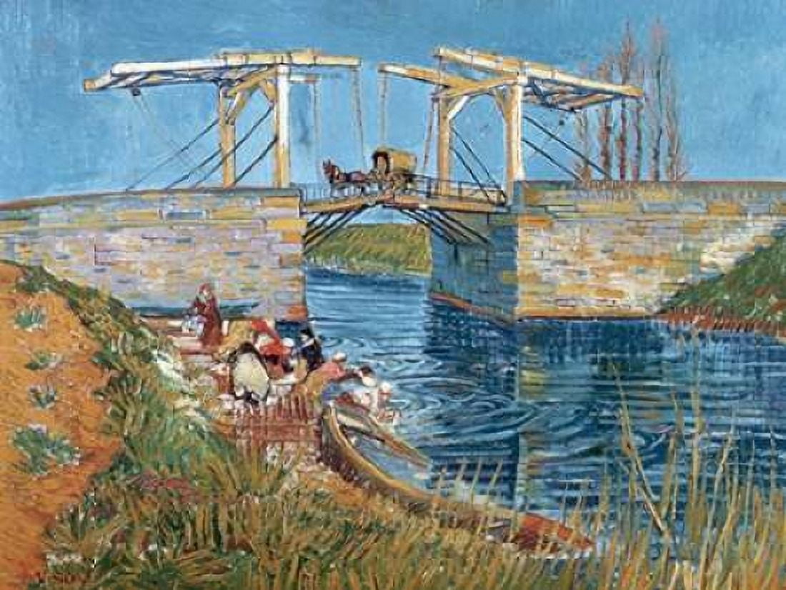 Posterazzi Langlois Bridge with women washing Canvas Art - Vincent van Gogh (22 x 28)