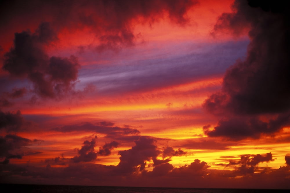 Posterazzi Layers Of Beautiful Colors At Sunset Pink Purple Yellow Orange Canvas Art - Vince Cavataio Design Pics (34 x 22)