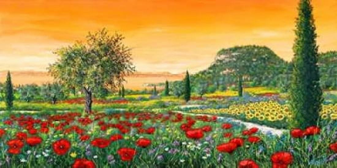 Posterazzi Le colline in fiore Canvas Art - Tebo Marzari (24 x 48)