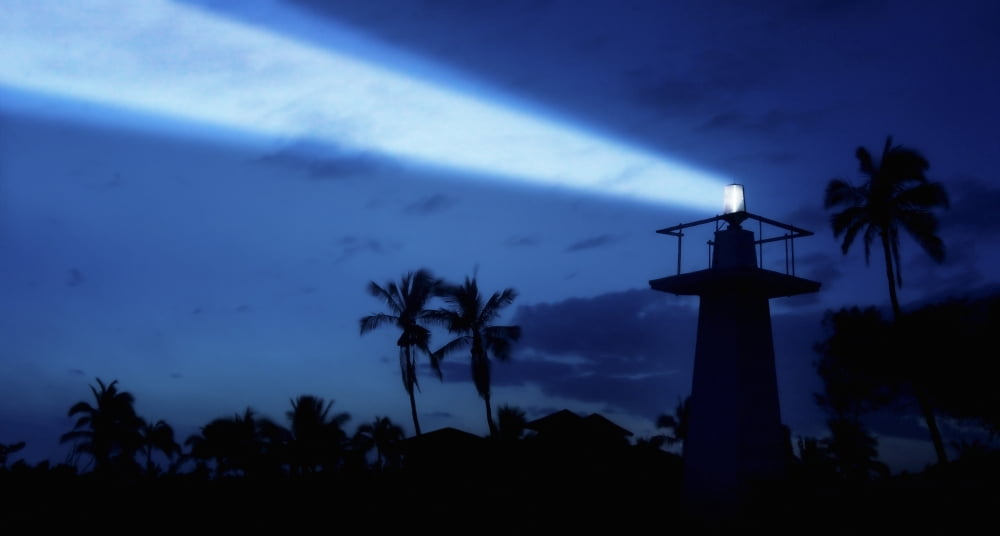 Posterazzi Lighthouse At Night Canvas Art - Chris and Kate Knorr Design Pics (38 x 20)