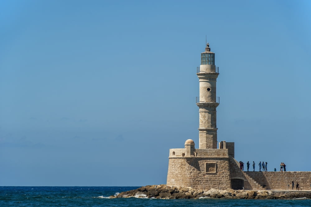 Posterazzi Lighthouse in the Venetian harbour Chania Crete Greece Canvas Art - Dosfotos Design Pics (38 x 24)