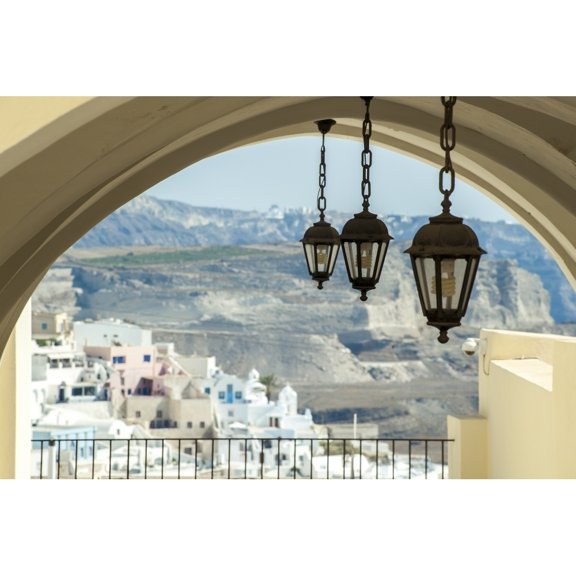 Posterazzi DPI12254404 Lights Hang From An Arched Ceiling with A View of A Church Whitewashed Poster Print - 19 x 12 in.