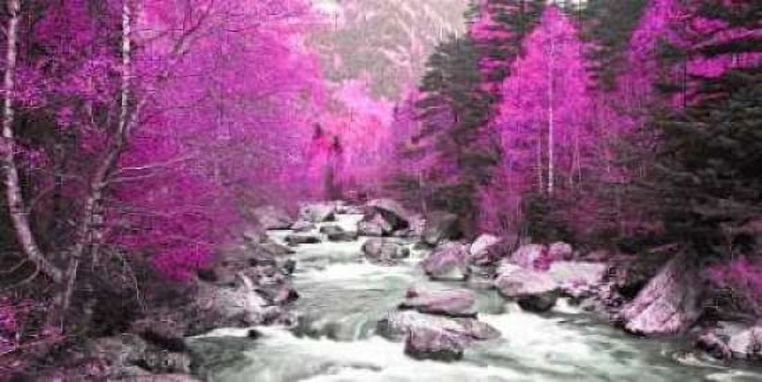Posterazzi Lilac river and trees 832 Canvas Art - JA Palacios (24 x 48)