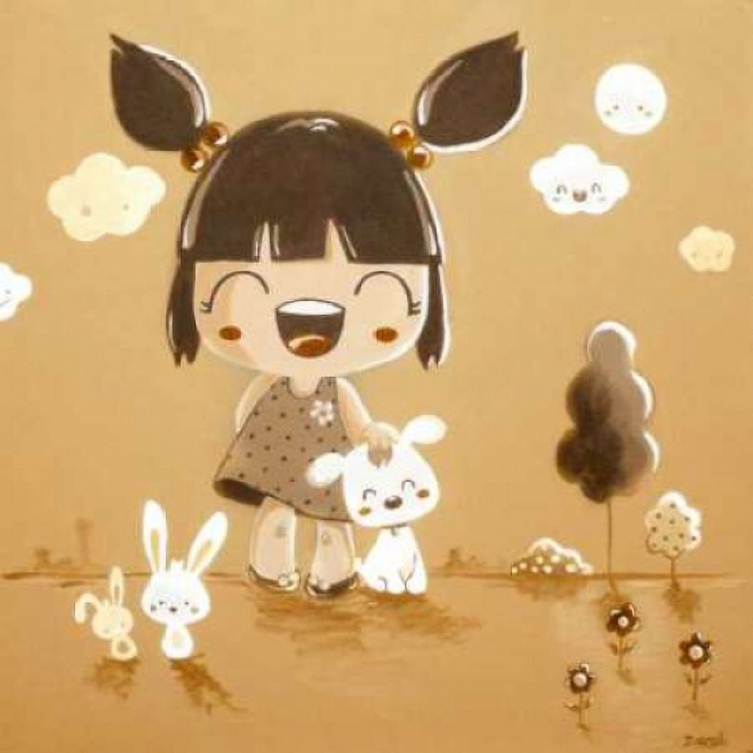 Posterazzi Little Girl Cream Color Canvas Art - Diana Vicedo (24 x 24)